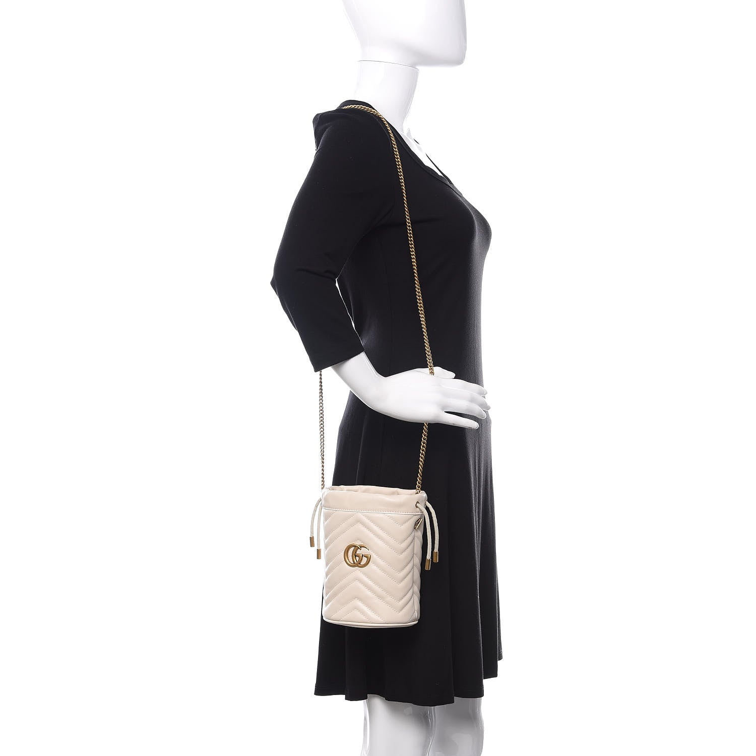 Gucci Calfskin Matelasse Mini GG Marmont 2.0 Bucket Bag White 2 of 12