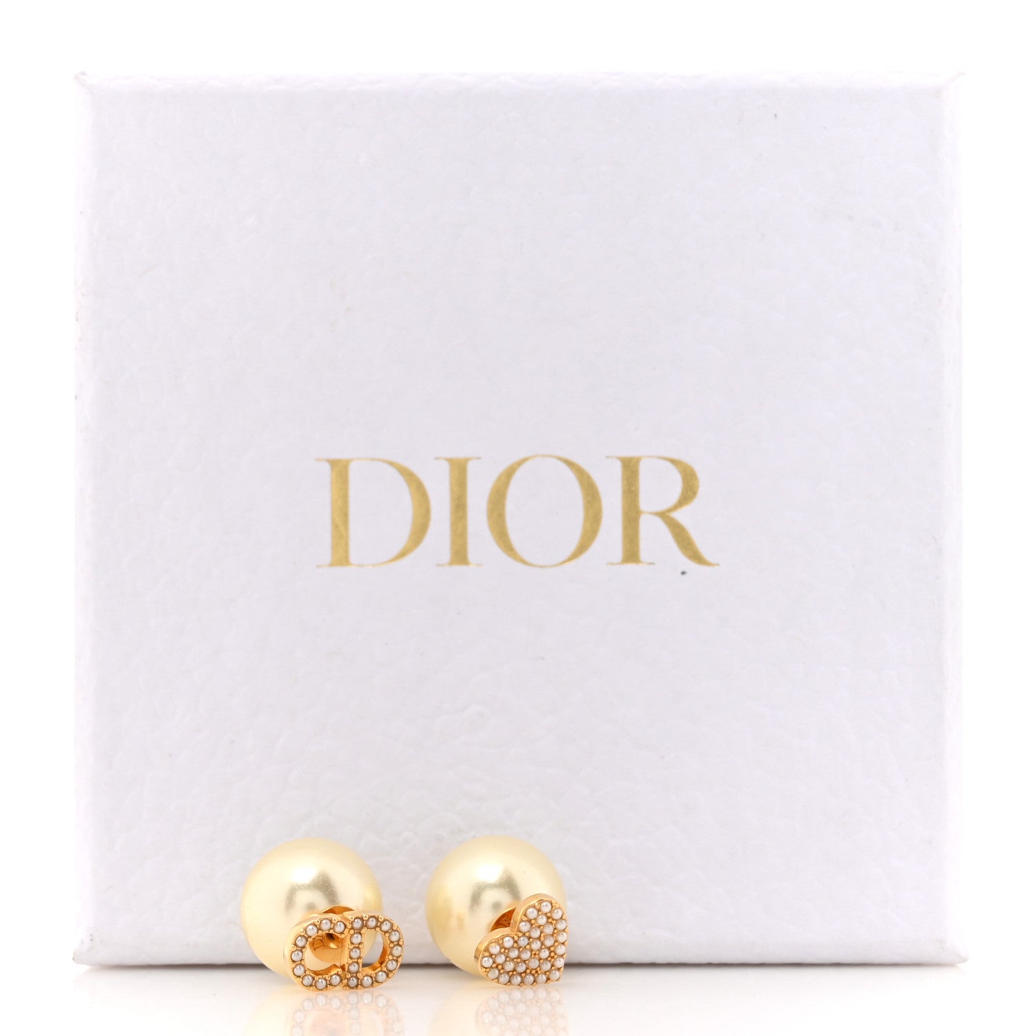Christian Dior Pearl Heart Tribal CD Earrings Gold 6 of 6
