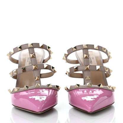 Valentino Garavani Patent Rockstud 90mm Cage Mules 37 Pink Orchid Poudre 2 of 9