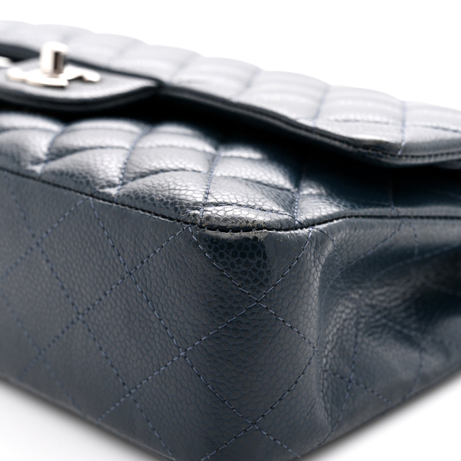 Chanel Caviar Quilted Medium Double Flap Navy 12 of 14