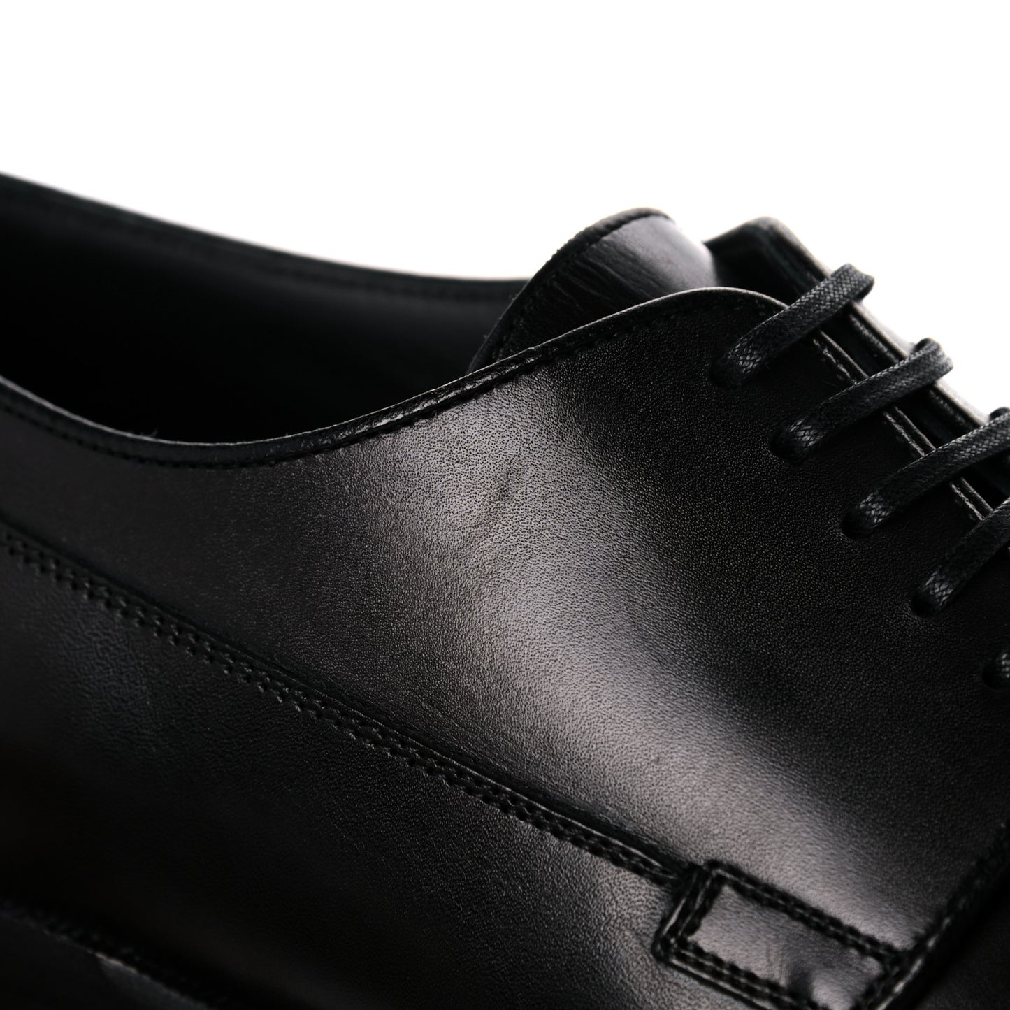 Calfskin Mens Derby Shoes 41 Black