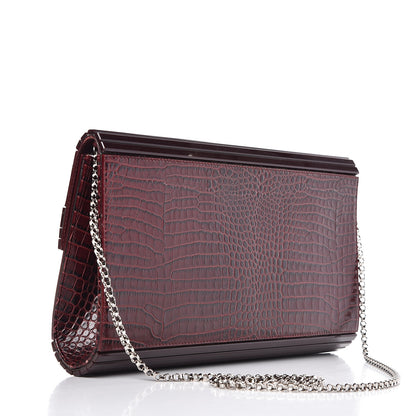 Jimmy Choo Acrylic Crocodile Embossed Large Candy Clutch Bordeaux 3 of 8