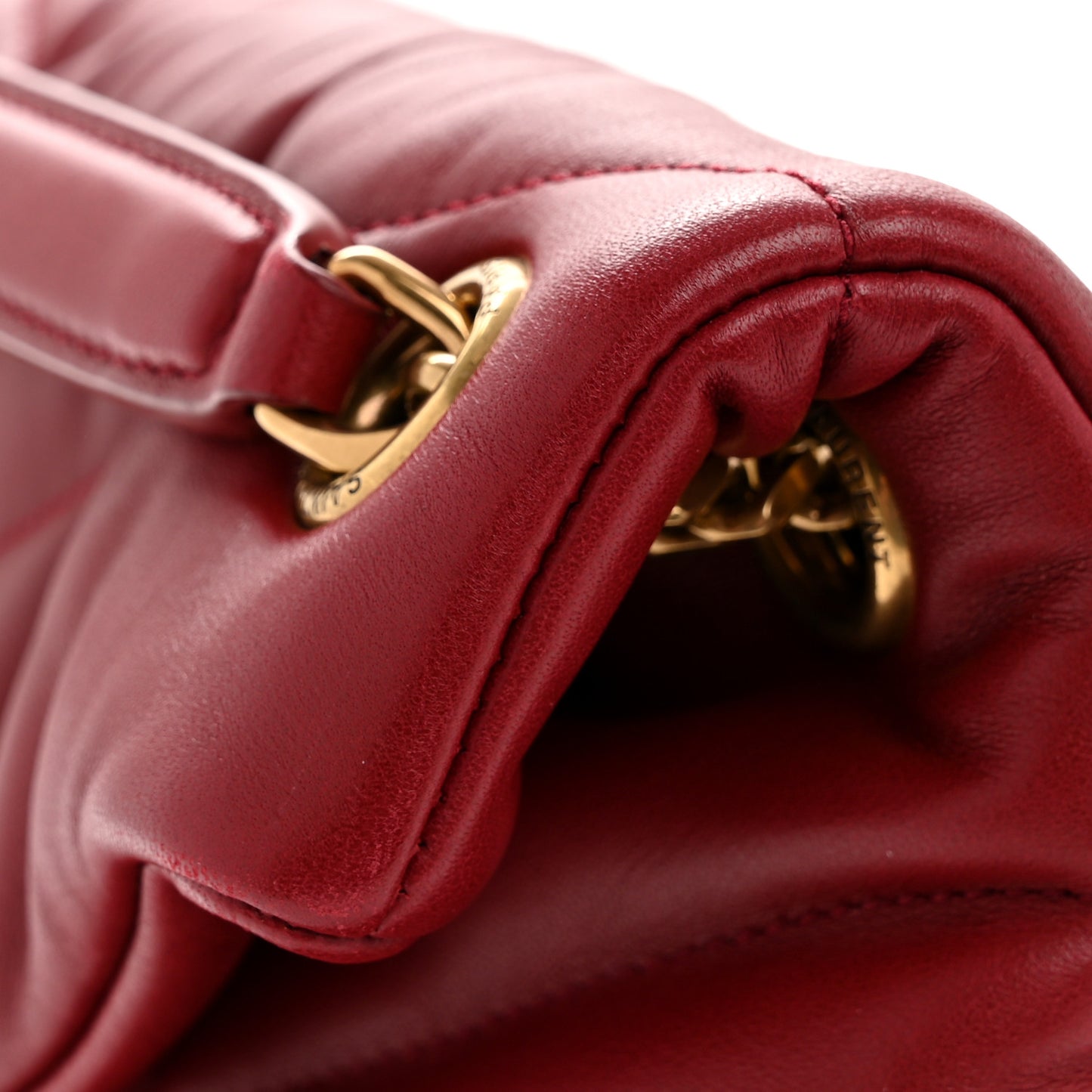 Lambskin Quilted Small Loulou Puffer Monogram Chain Satchel Opyum Red