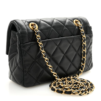 Chanel Shiny Lambskin Quilted Small Single Flap Black 3 of 10