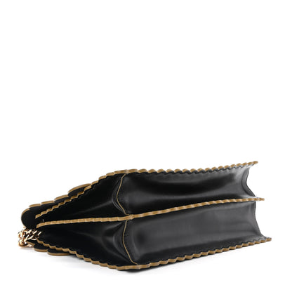 Fendi Vitello Liberty Scalloped Studded Kan I Shoulder Bag Black 4 of 10
