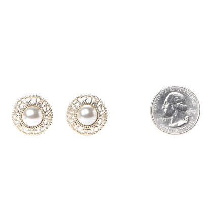Chanel Pearl CC Round Rope Logo Earrings Gold 2 of 5