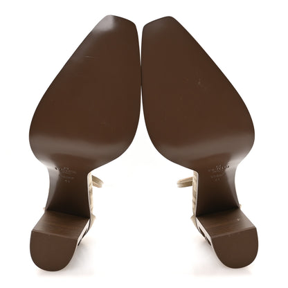 Fendi Chenille Jacquard FF Cut Baguette Ankle Strap 105mm Pumps 41 Tortora Nuvola 6 of 8
