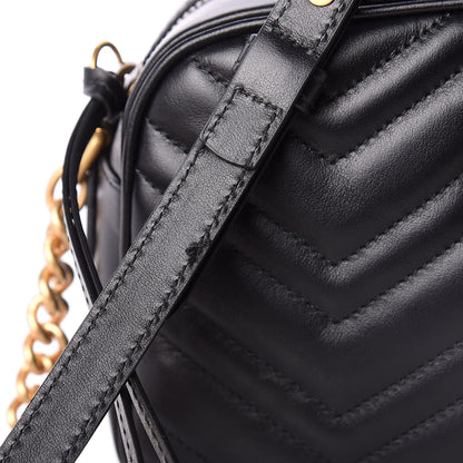 Gucci Calfskin Matelasse Small GG Marmont Chain Shoulder Bag Black 11 of 13