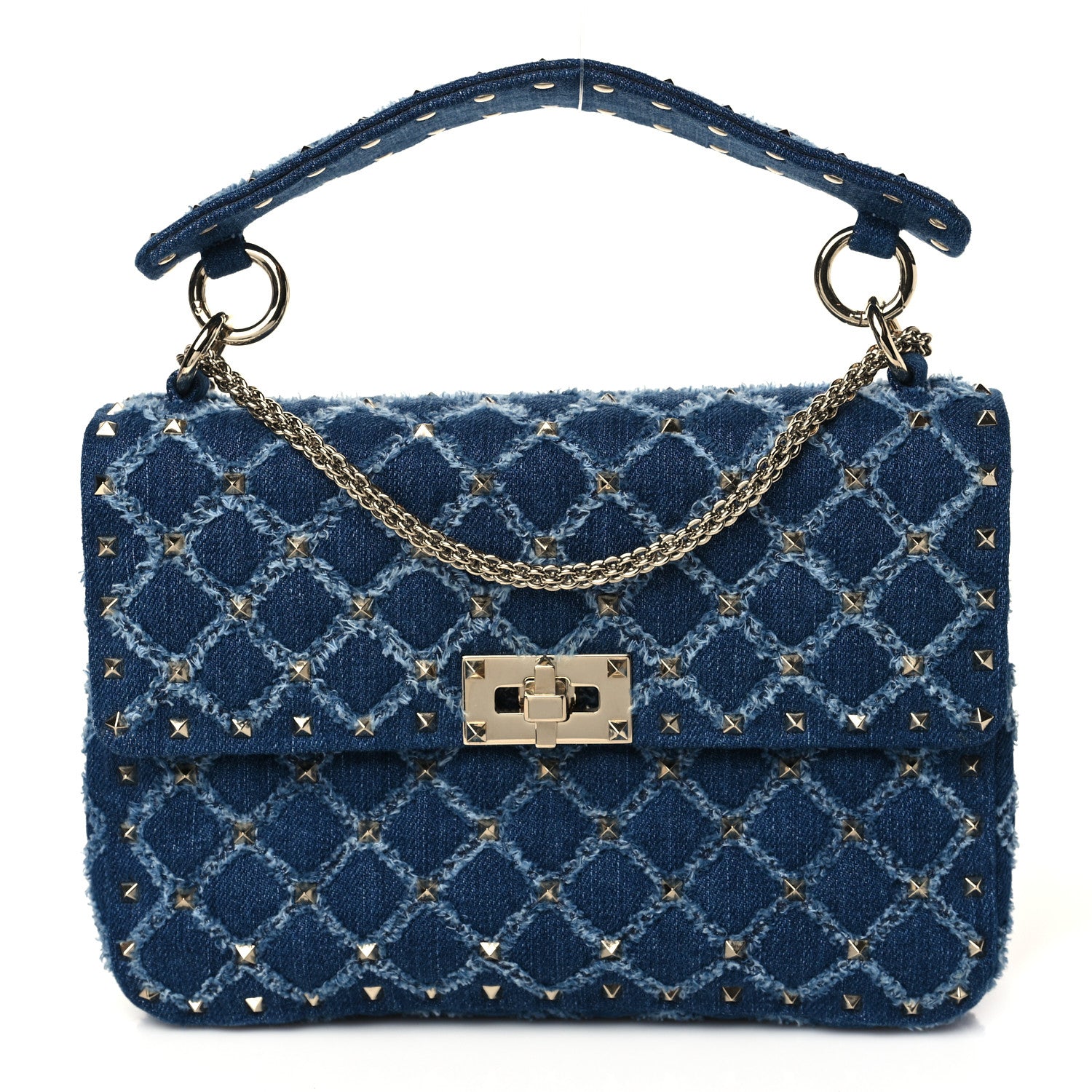 Valentino Garavani Denim Medium Rockstud Spike Shoulder Bag Denim 1 of 9