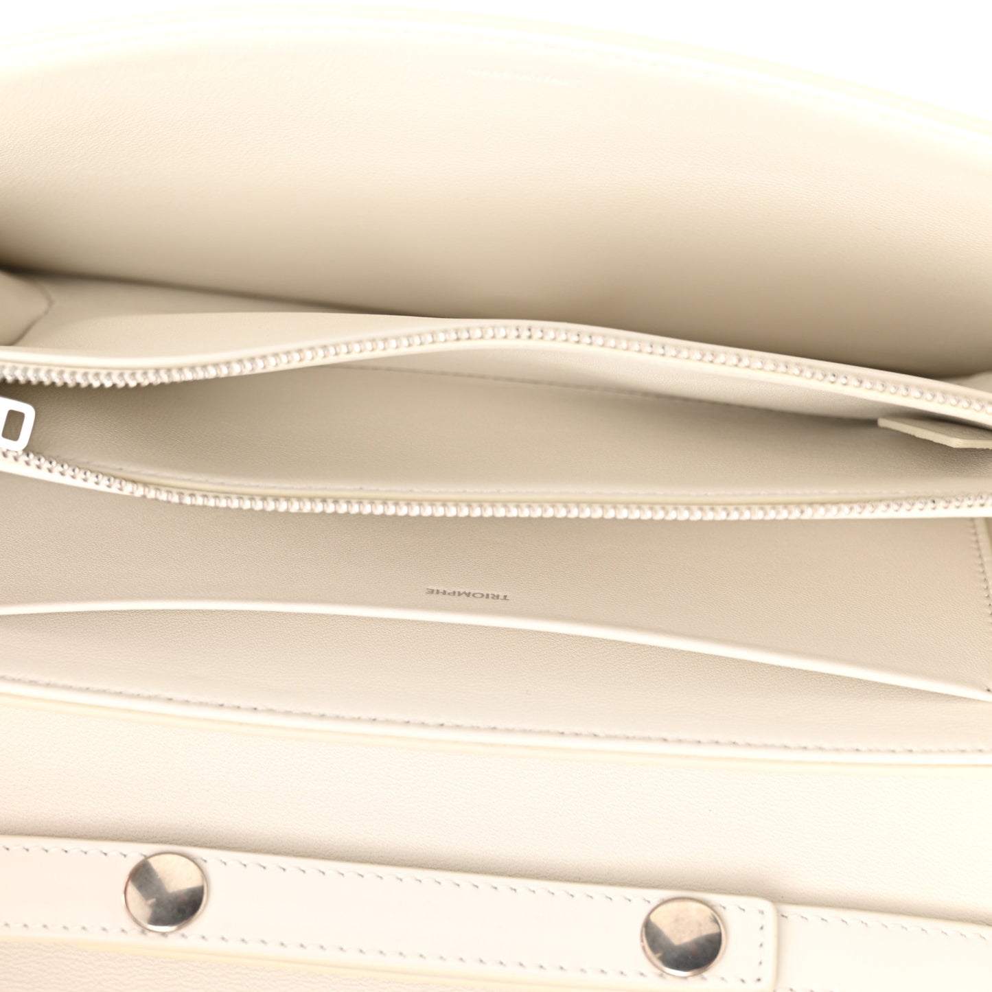 Shiny Calfskin Trapeze Triomphe Bag White