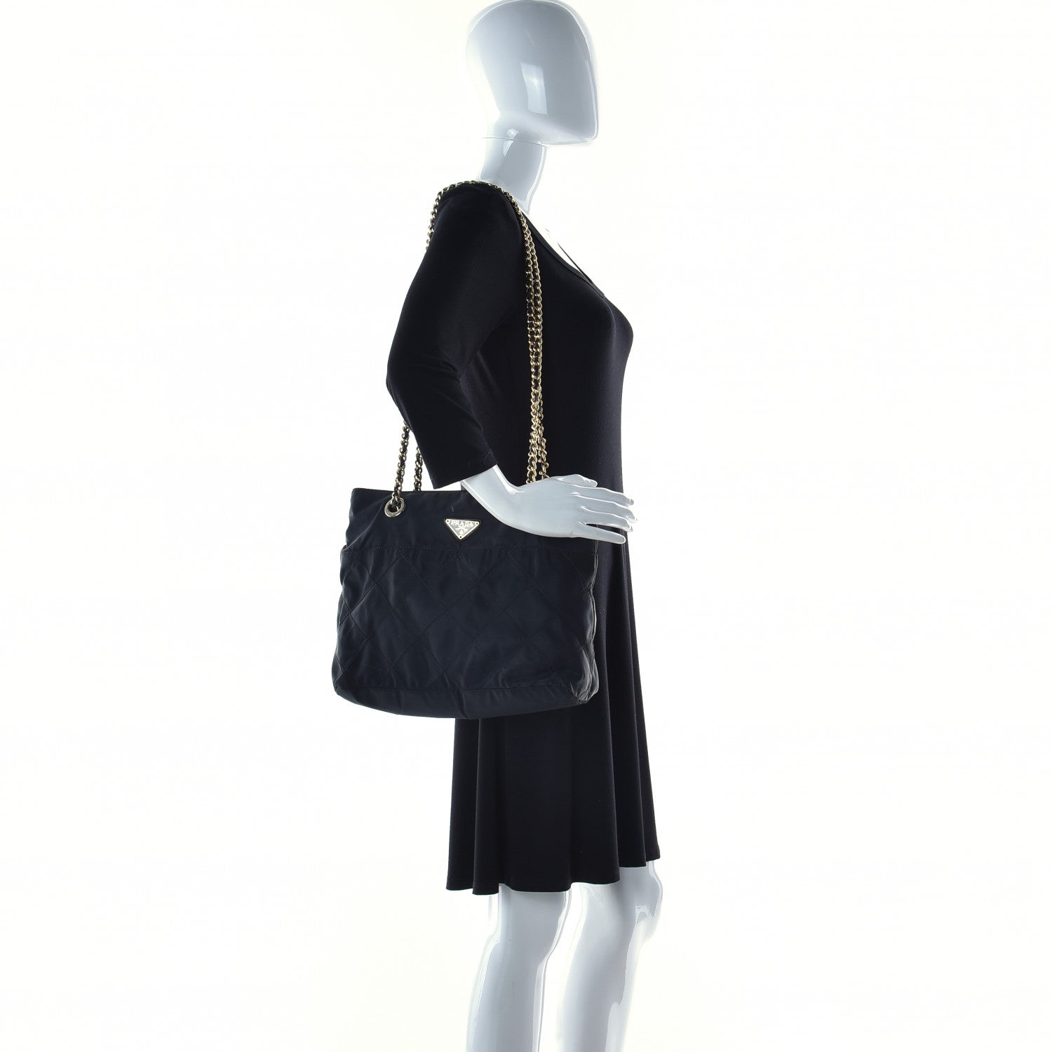 Prada Nylon Tessuto Quilted Shoulder Bag Black 3 of 13