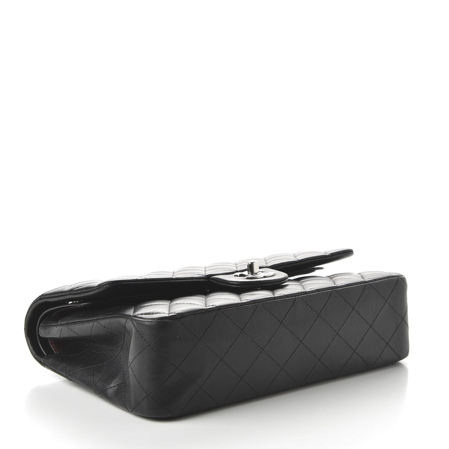 Lambskin Quilted Medium Double Flap Black