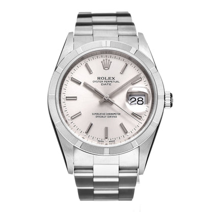Rolex Stainless Steel 34mm Oyster Perpetual Date Watch Silver 15210 1 of 7