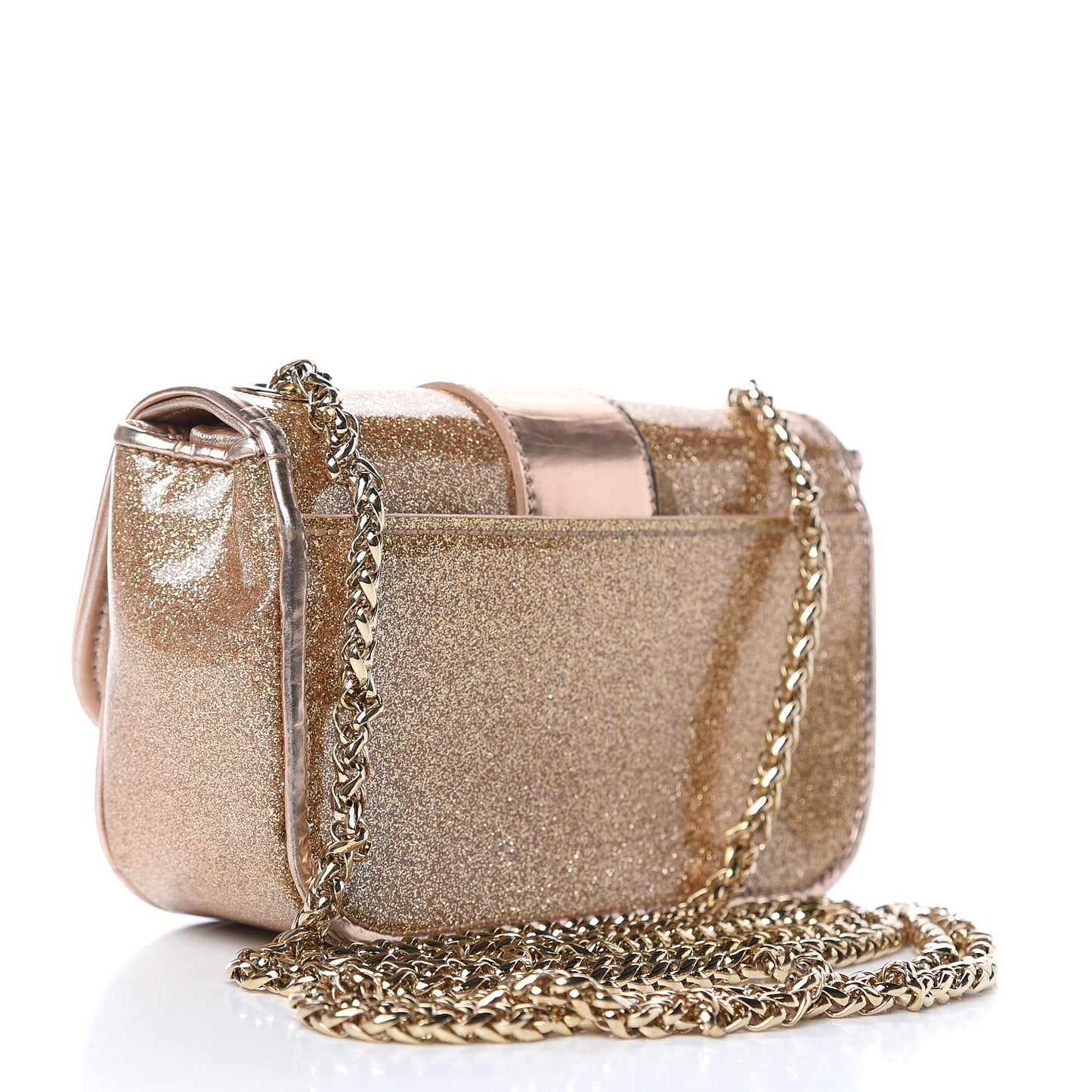 Mini Glitter PVC Specchio Sweety Charity Crossbody Bag Nude