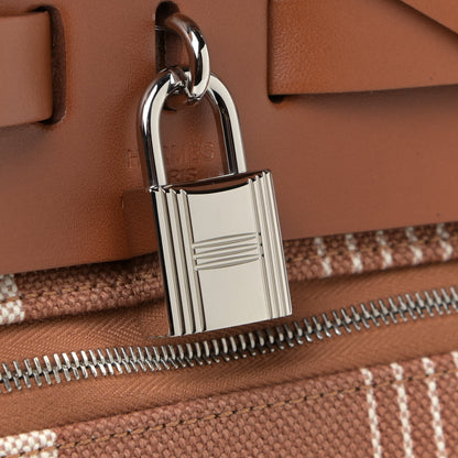 Hermes Vache Hunter Toile H Vibration Herbag Zip Retourne 31 PM Fauve Ecru Beige 10 of 13