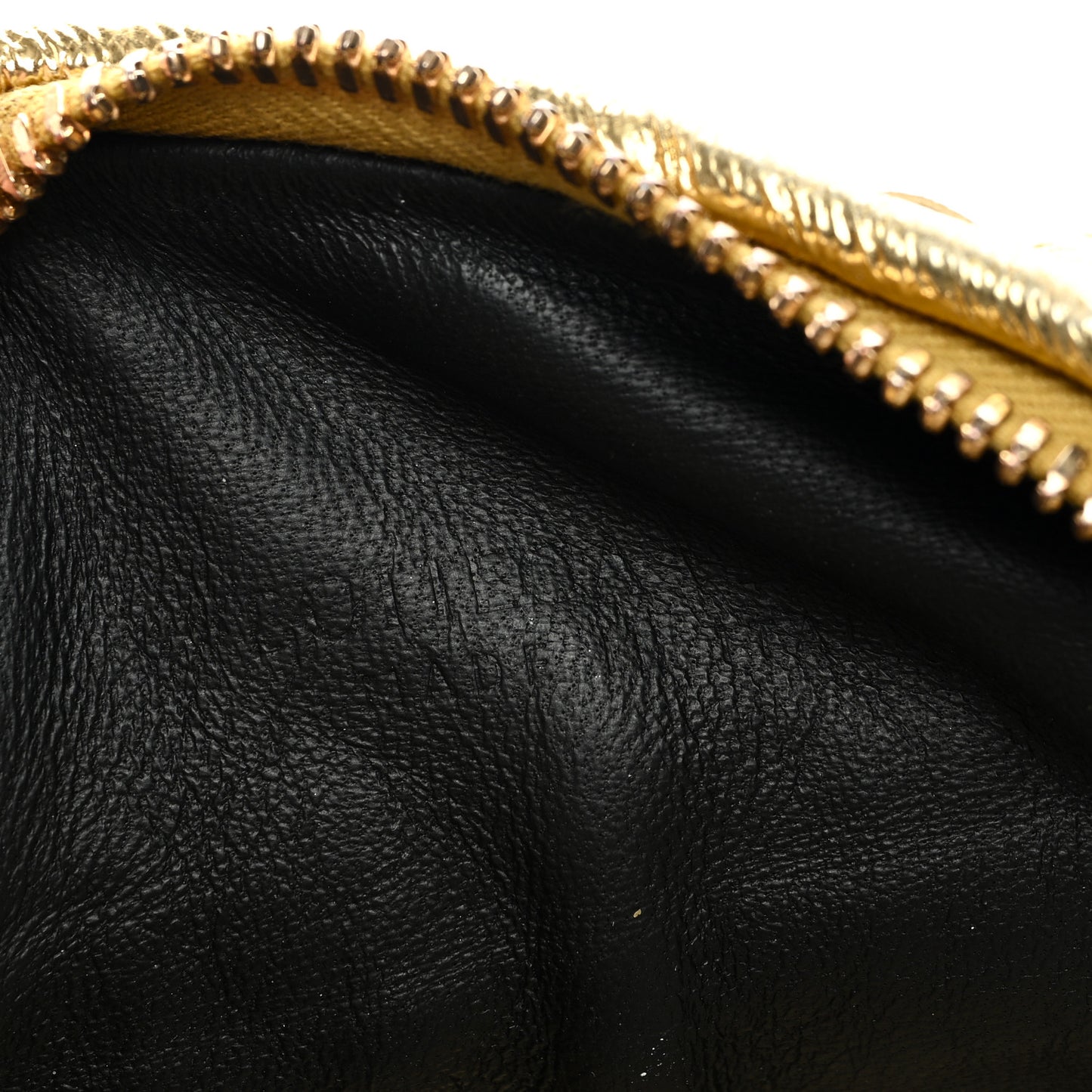 Laminated Calfskin Pressed Intreccio Mini Jodie Gold