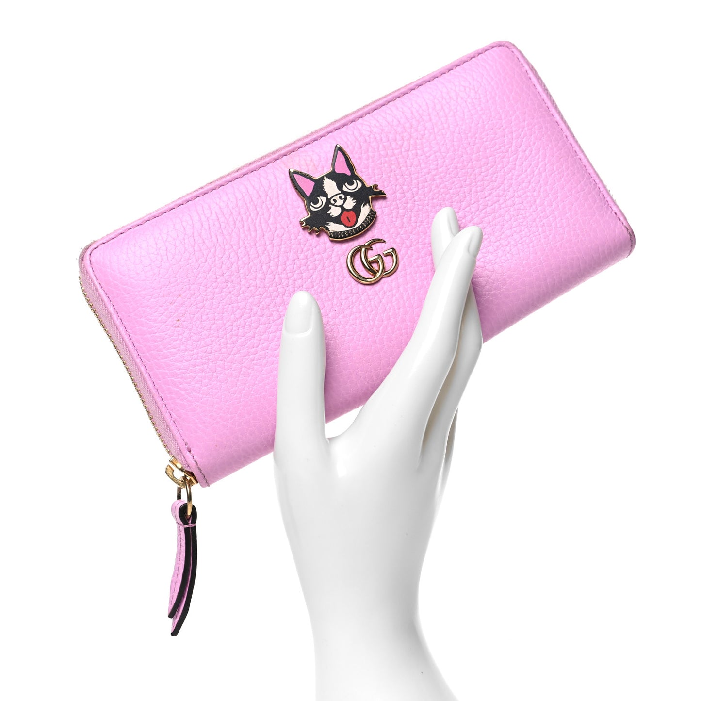 Dollar Calfskin GG Marmont Bosco Zip Around Wallet Malva