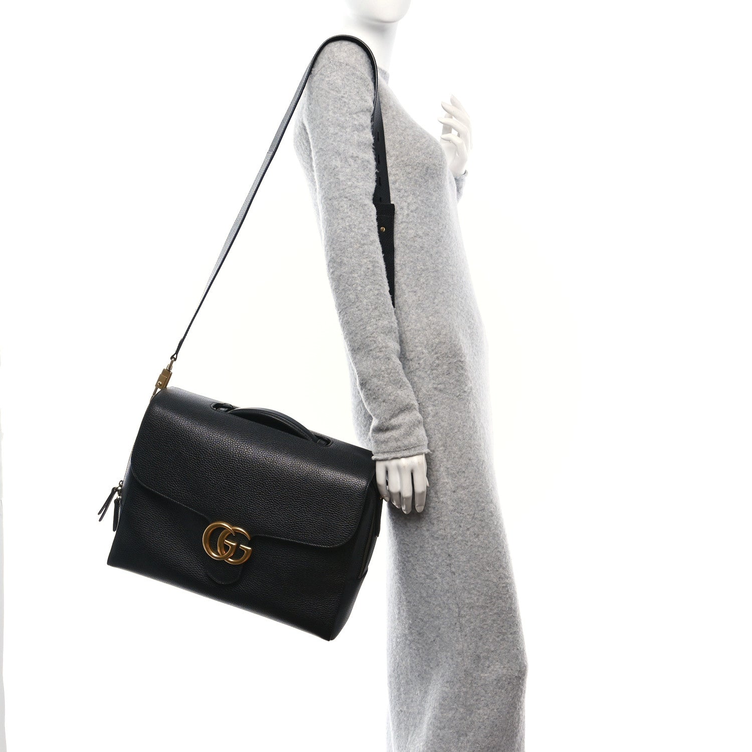 Gucci Dollar Calfskin GG Marmont Briefcase Black 2 of 11