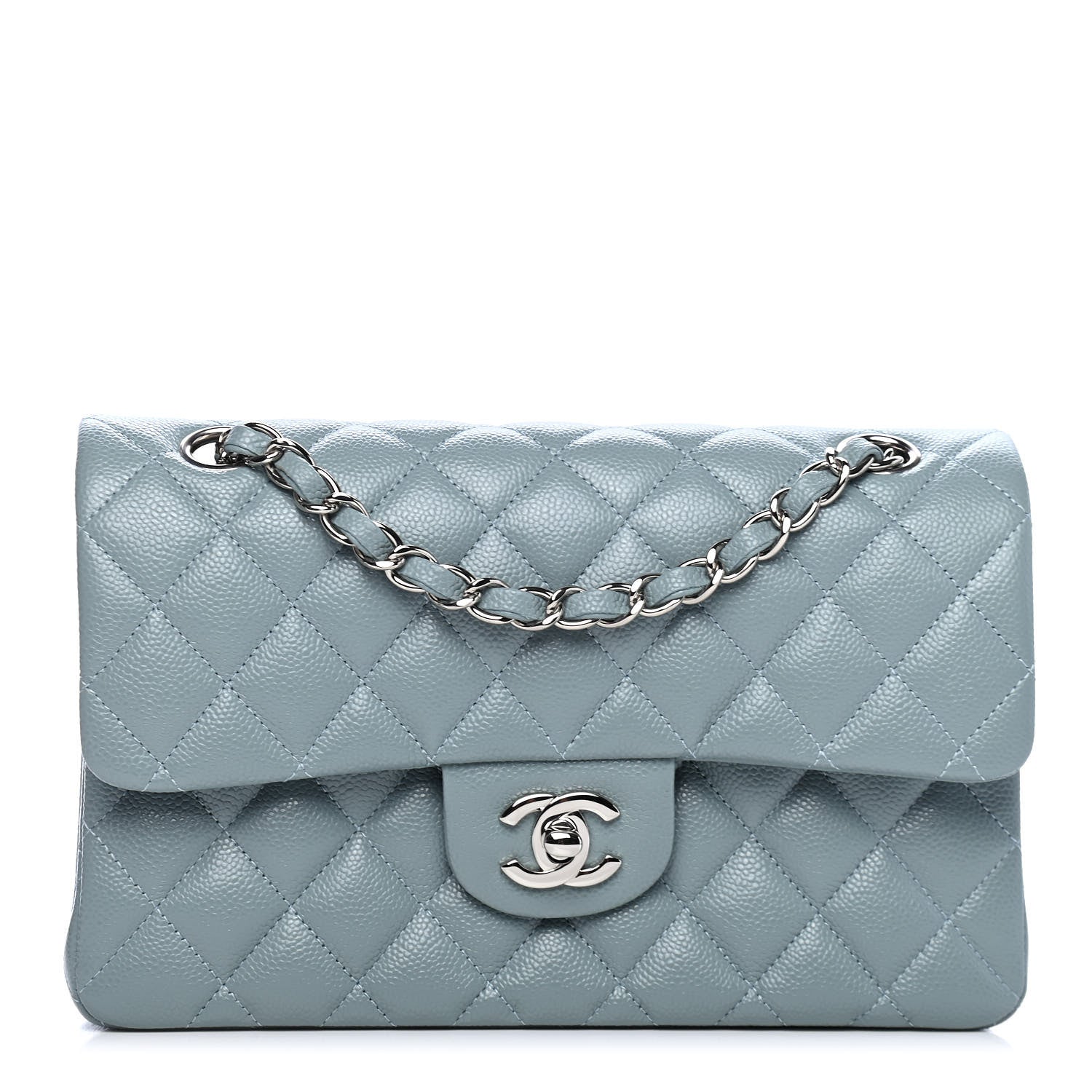 Chanel Caviar Quilted Small Double Flap Light Blue 1 of 7