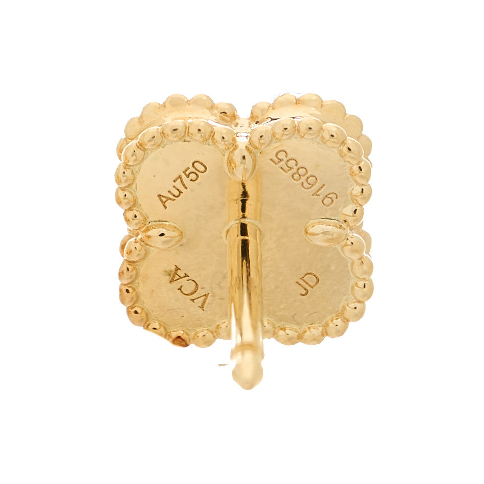 Van Cleef & Arpels 18K Yellow Gold Mother of Pearl Sweet Alhambra Earrings 4 of 4