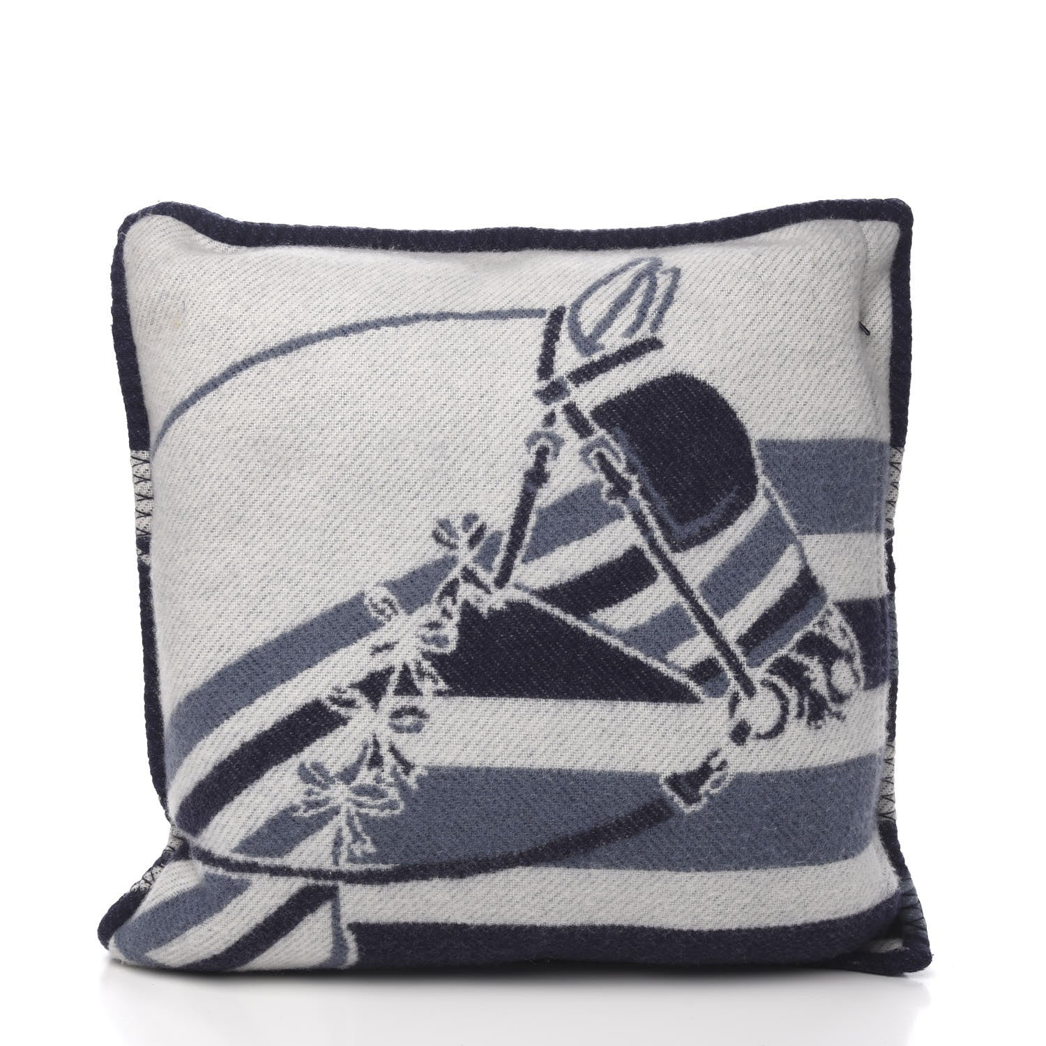 Hermes Wool Cashmere Couvertures Nouvelles Pillow Marine 2 of 5