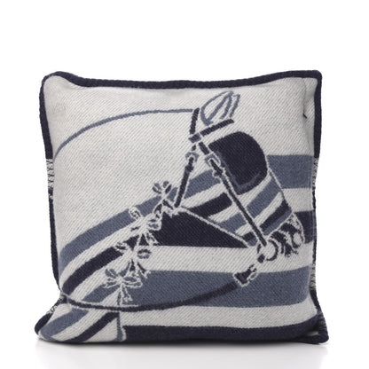 Hermes Wool Cashmere Couvertures Nouvelles Pillow Marine 2 of 5