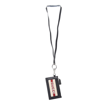 Gucci Calfskin Logo Lanyard Card Case Black 1 of 5