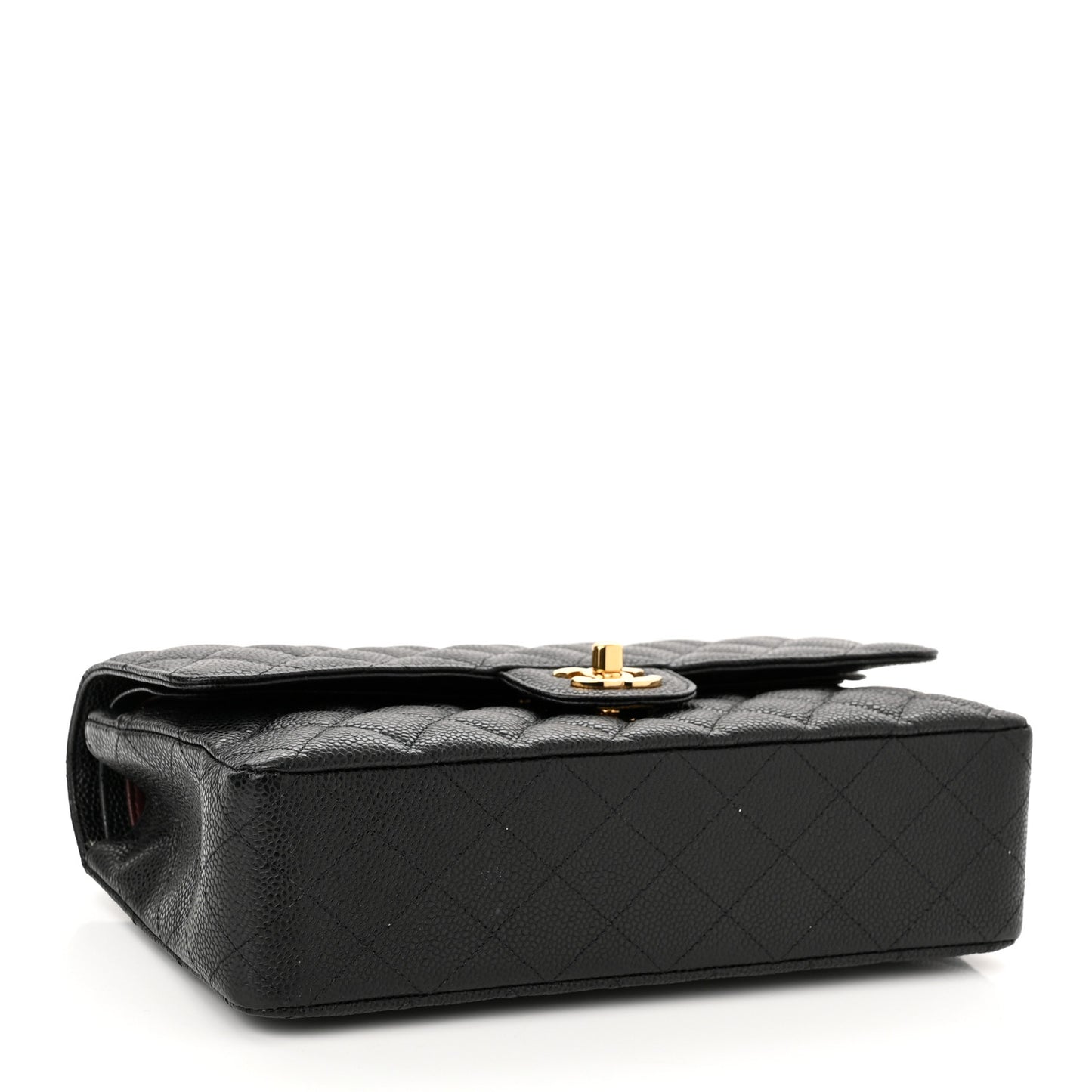 Caviar Quilted Medium Double Flap Black