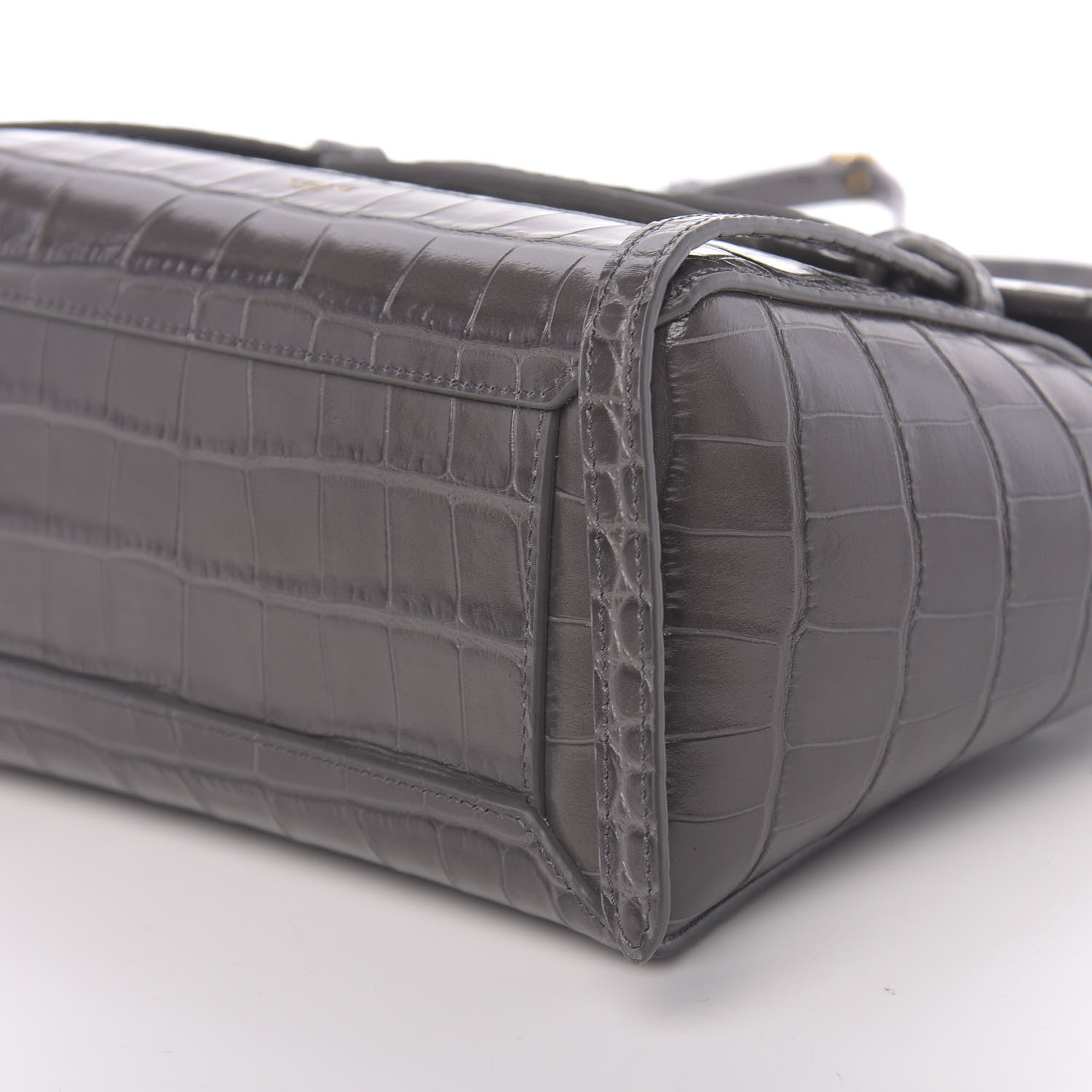 Celine Calfskin Crocodile Embossed Nano Belt Bag Grey 10 of 10