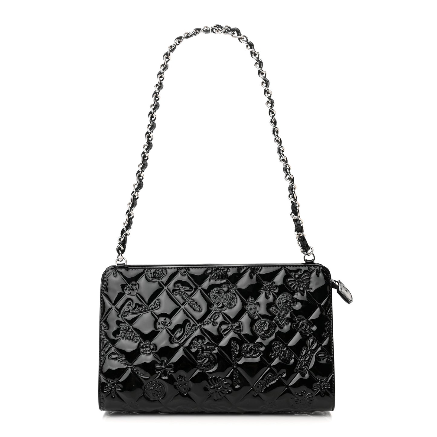 Patent Calfskin Lucky Symbols Pochette Black