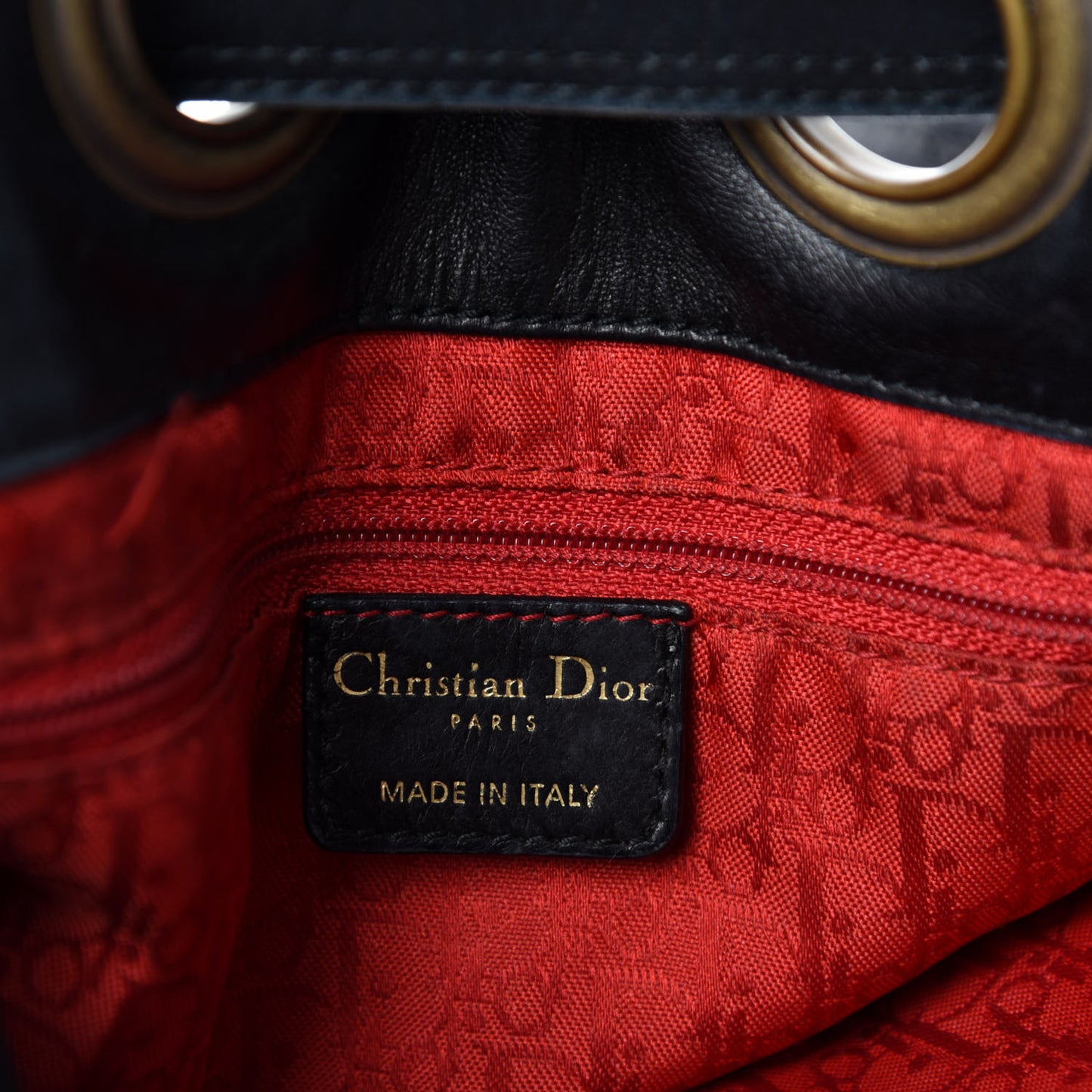 Lambskin Cannage Drawstring Bag Black