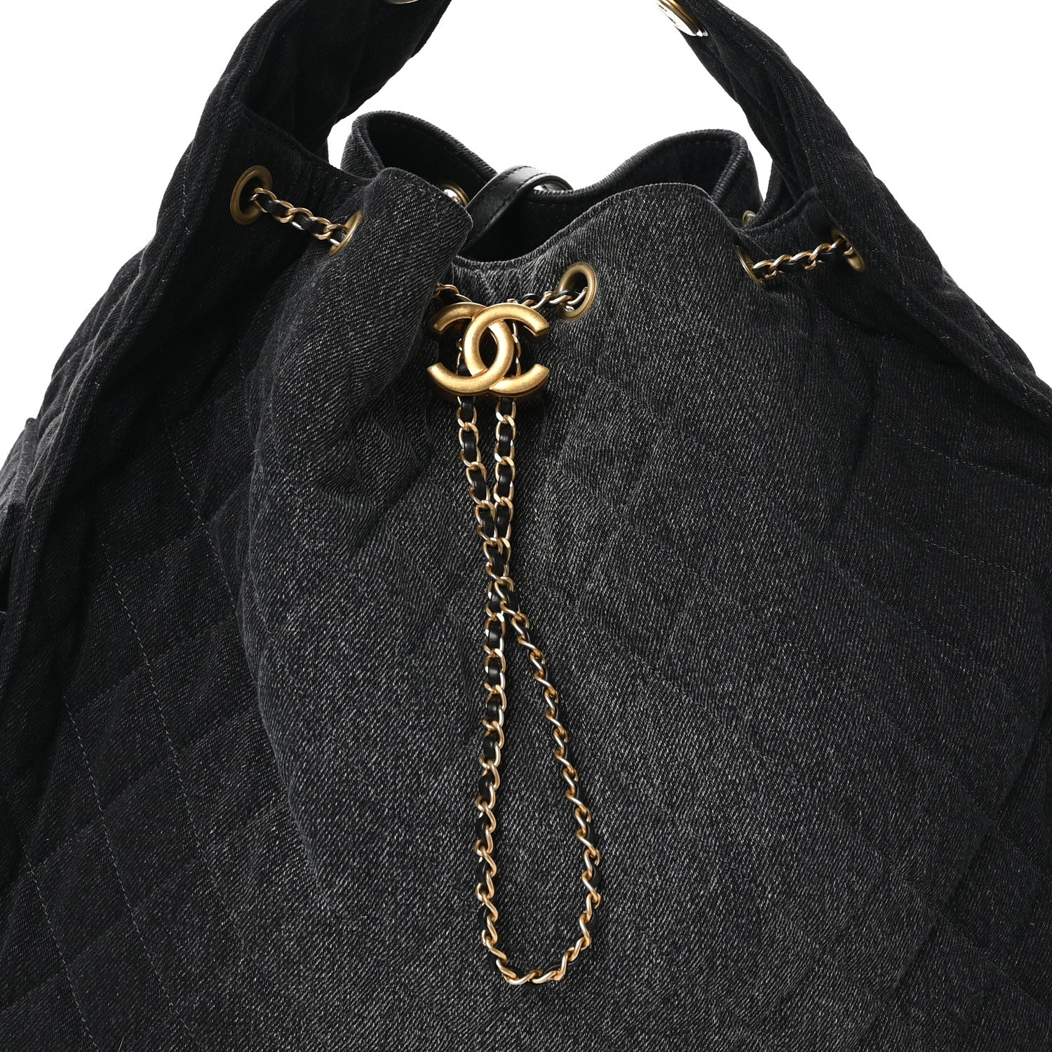 Chanel Washed Denim Quilted Large Chanel 25 Handbag Black 9 of 11
