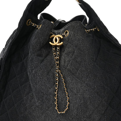 Chanel Washed Denim Quilted Large Chanel 25 Handbag Black 9 of 11
