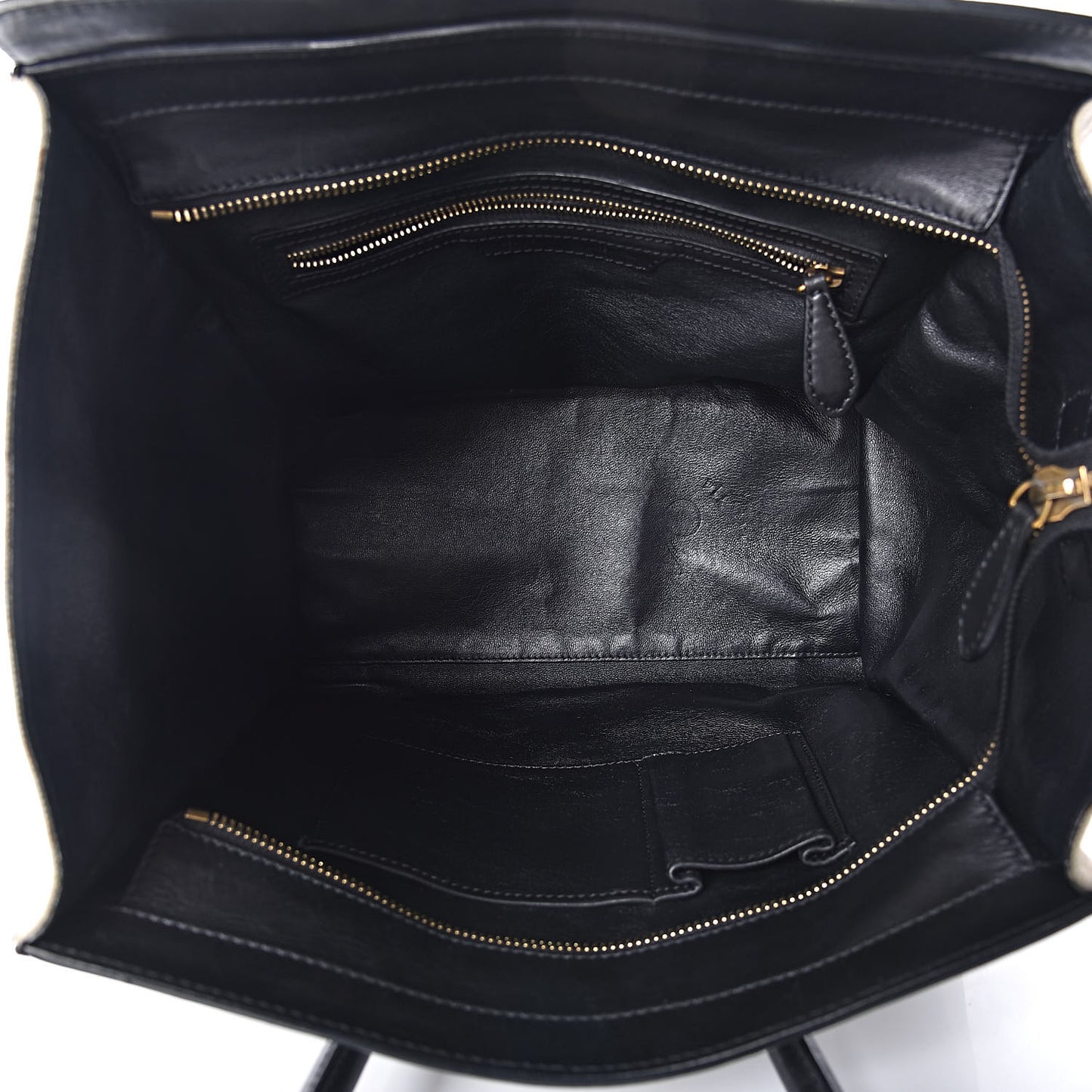 Smooth Calfskin Linen Mini Bi-Color Luggage Natural Black
