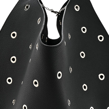 Khaite Pebbled Calfskin Grommet Lotus Tote Black 7 of 9