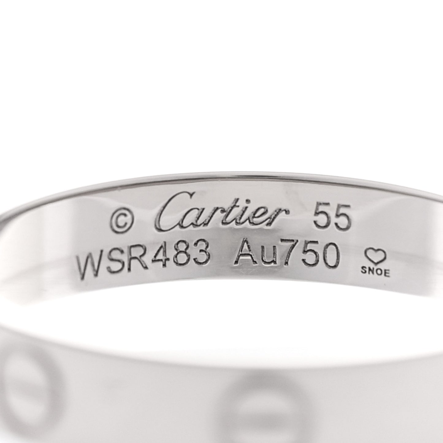 18K White Gold 3.5mm LOVE Wedding Band Ring 55 7.25