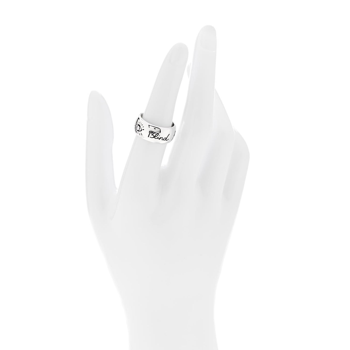 Sterling Silver Wide Blind for Love Band Ring 54 6.75