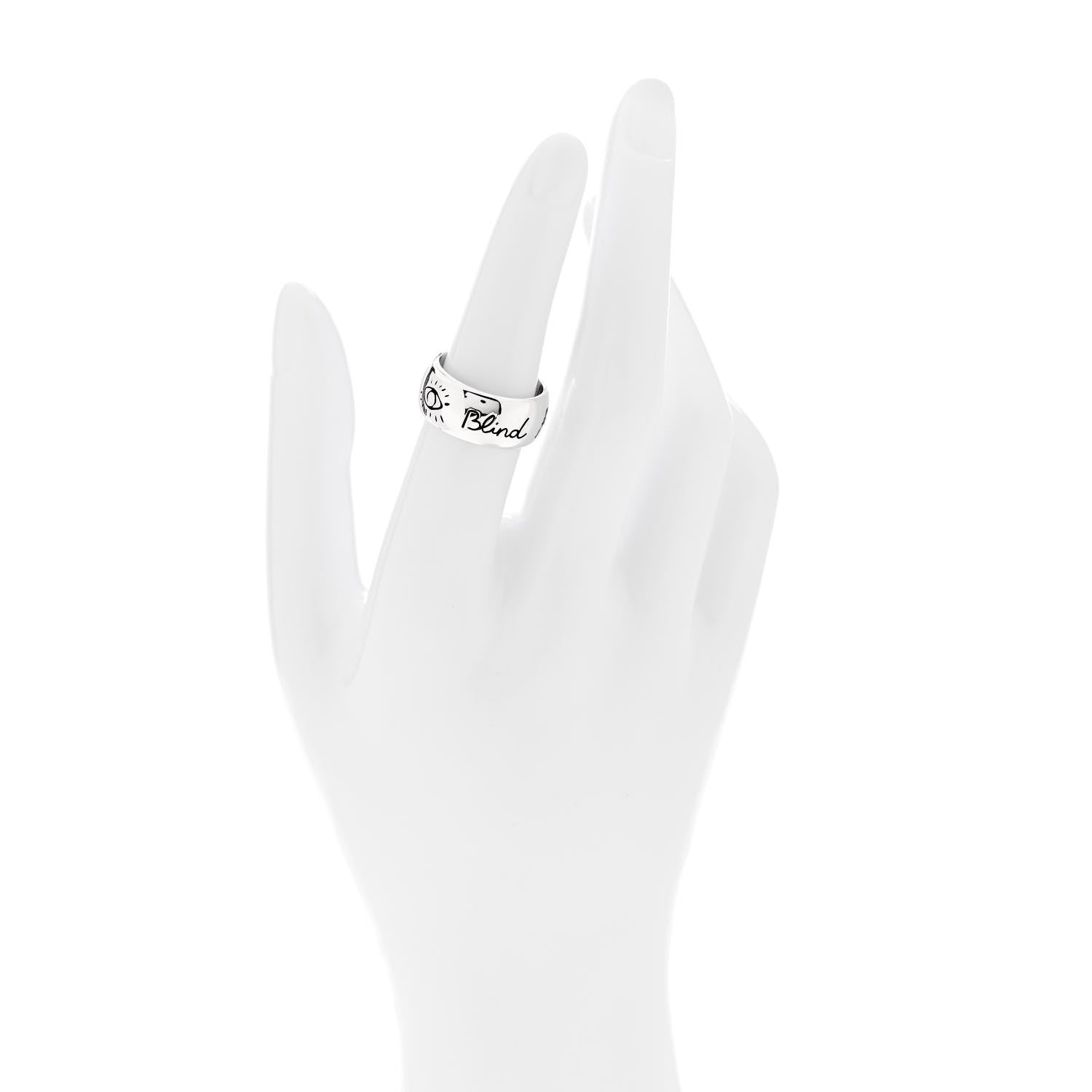 Gucci Sterling Silver Wide Blind for Love Band Ring 54 6.75 2 of 6