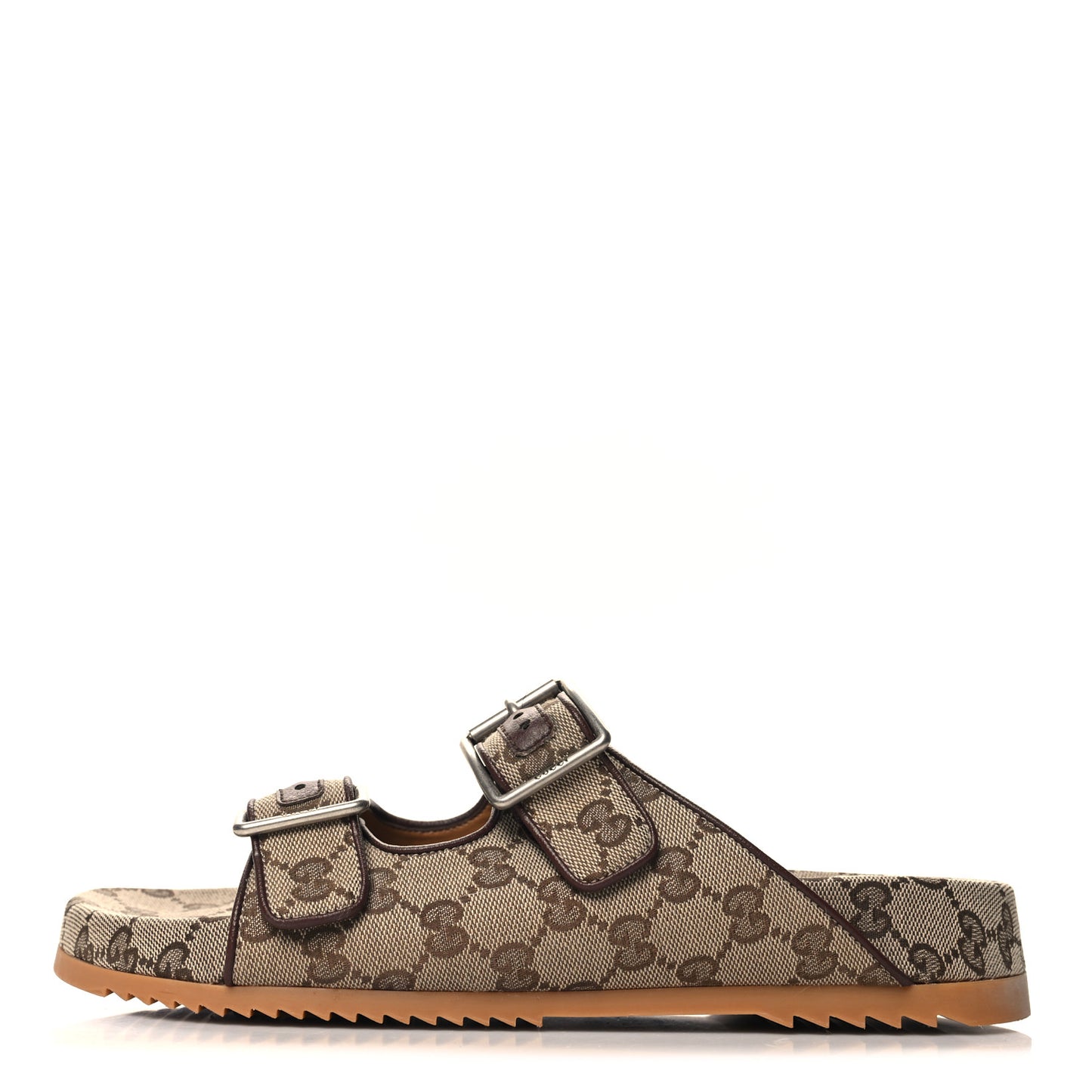 GG Monogram Lavaredo Eco Fabric Mens Slide Sandals With Straps 9 Beige Ebony Light Brown