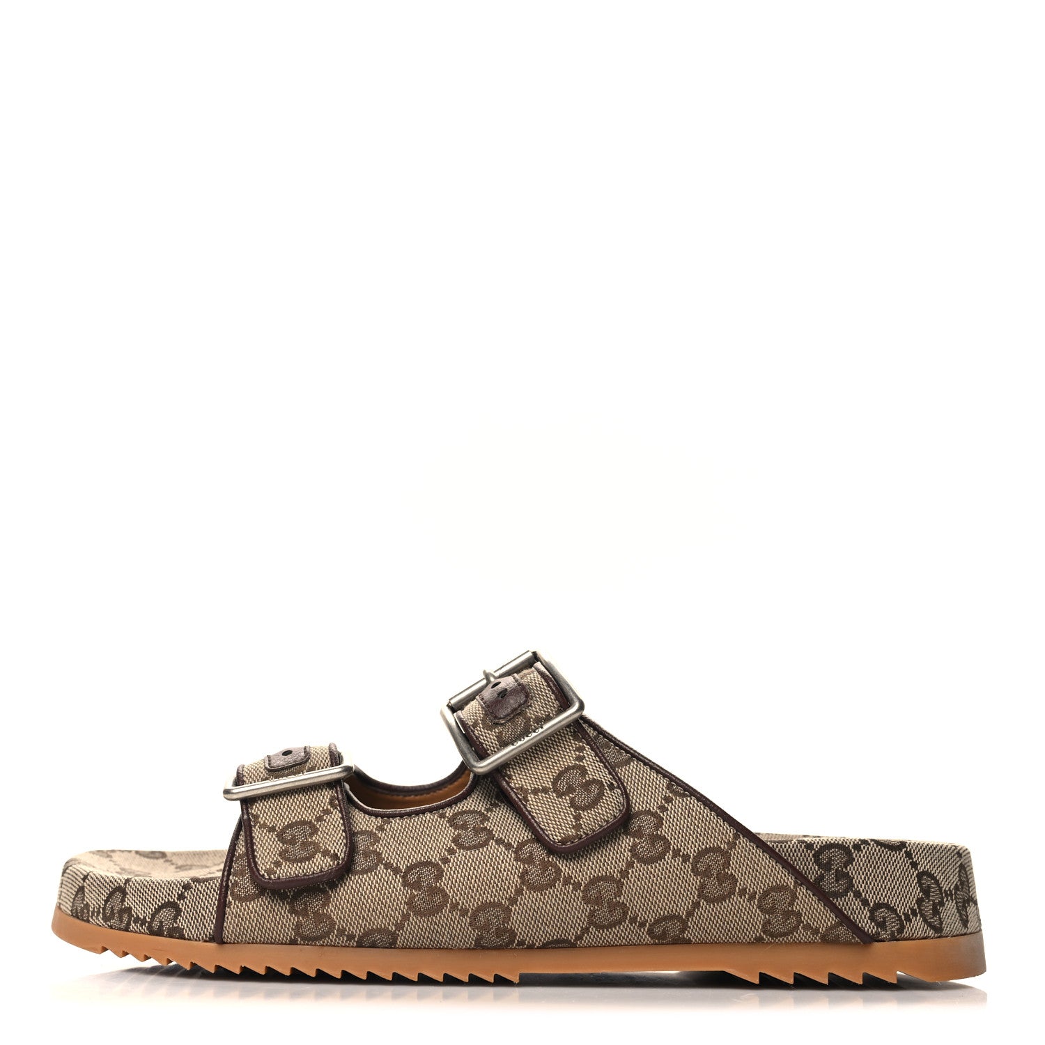 Gucci GG Monogram Lavaredo Eco Fabric Mens Slide Sandals With Straps 9 Beige Ebony Light Brown 1 of 8