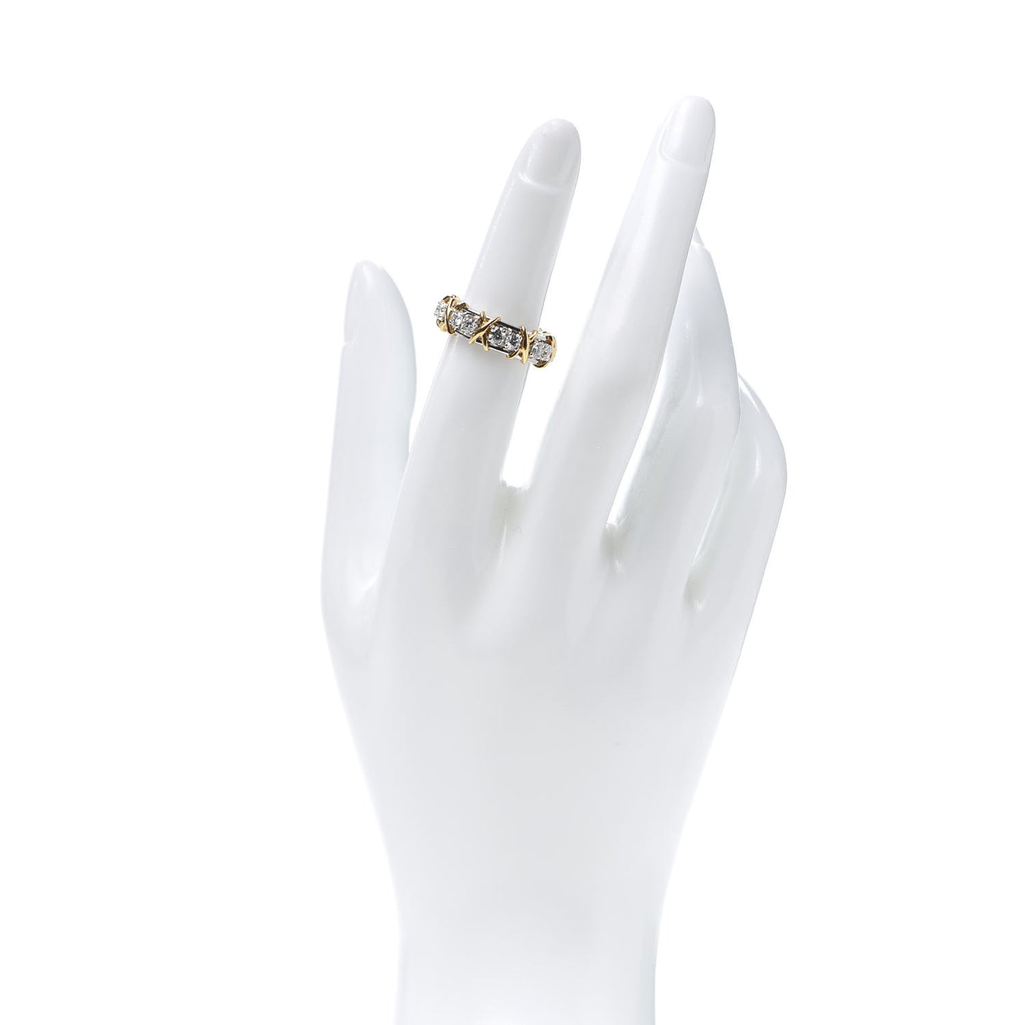 Platinum 18K Yellow Gold Diamond Schlumberger Sixteen Stone Ring 50 5.25