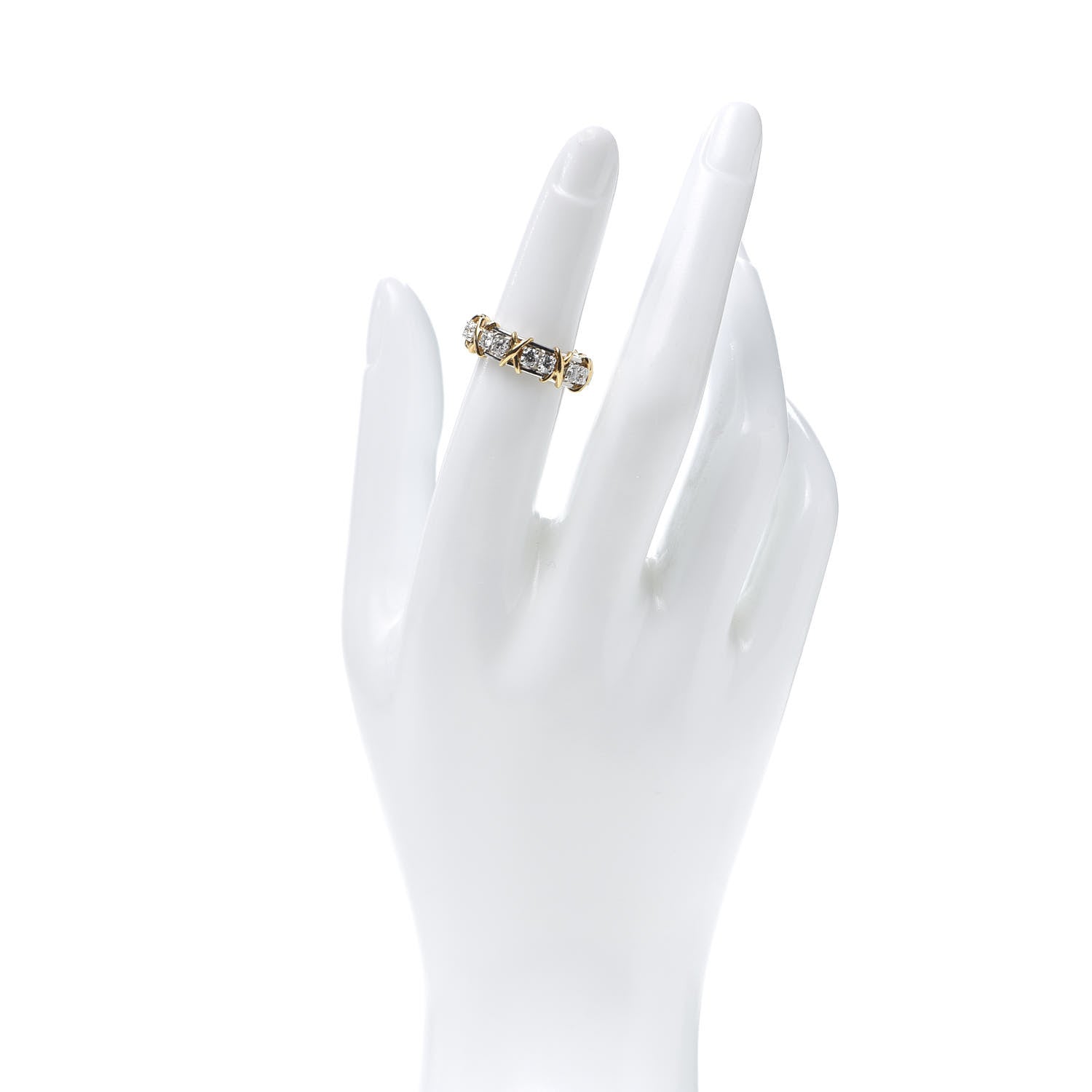 Tiffany Platinum 18K Yellow Gold Diamond Schlumberger Sixteen Stone Ring 50 5.25 2 of 7