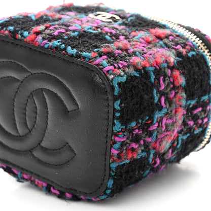 Chanel Tweed Quilted Mini Vanity Case With Chain Black 10 of 10