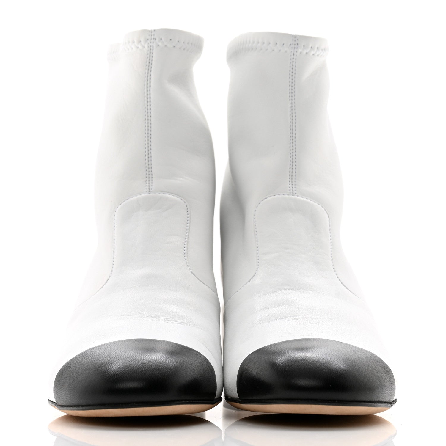 Chanel Lambskin Logo Ankle Boots 37.5 White 2 of 12