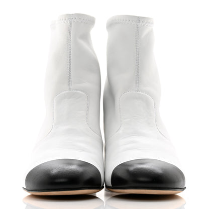 Chanel Lambskin Logo Ankle Boots 37.5 White 2 of 12