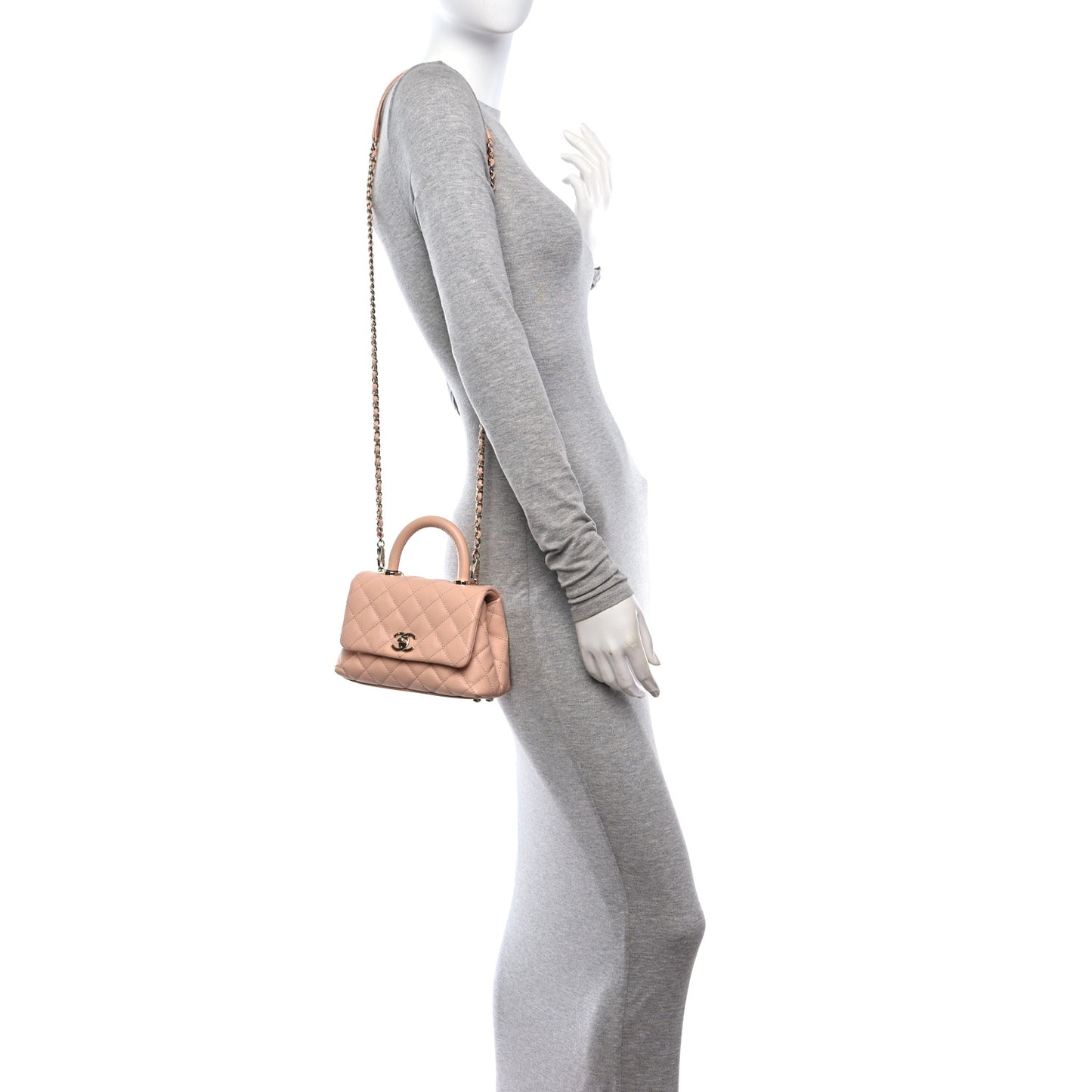 Caviar Quilted Extra Mini Coco Handle Flap Light Pink