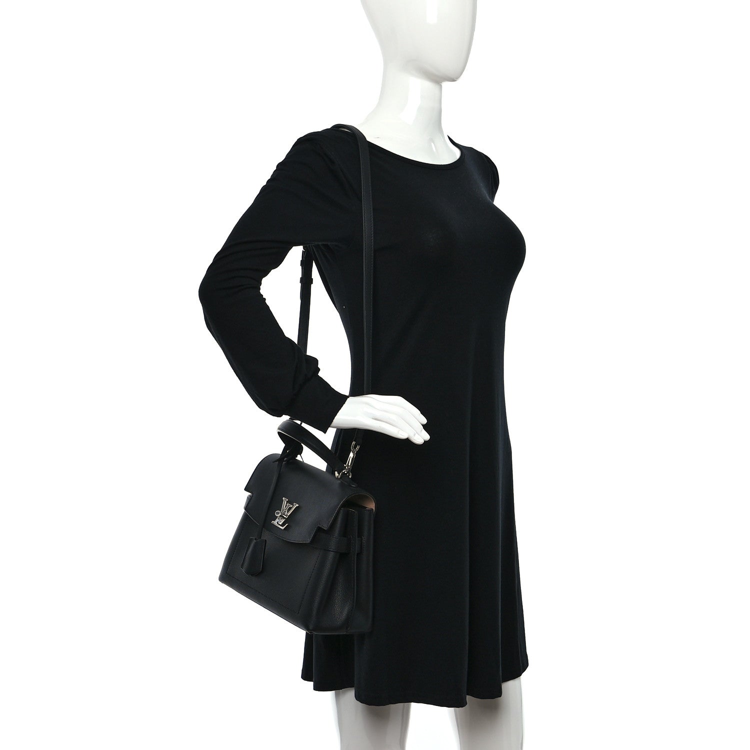 Louis Vuitton Calfskin Lockme Ever BB Black 2 of 9