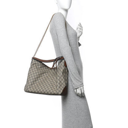 Gucci GG Supreme Monogram Large Linea A Hobo Light Brown 2 of 12