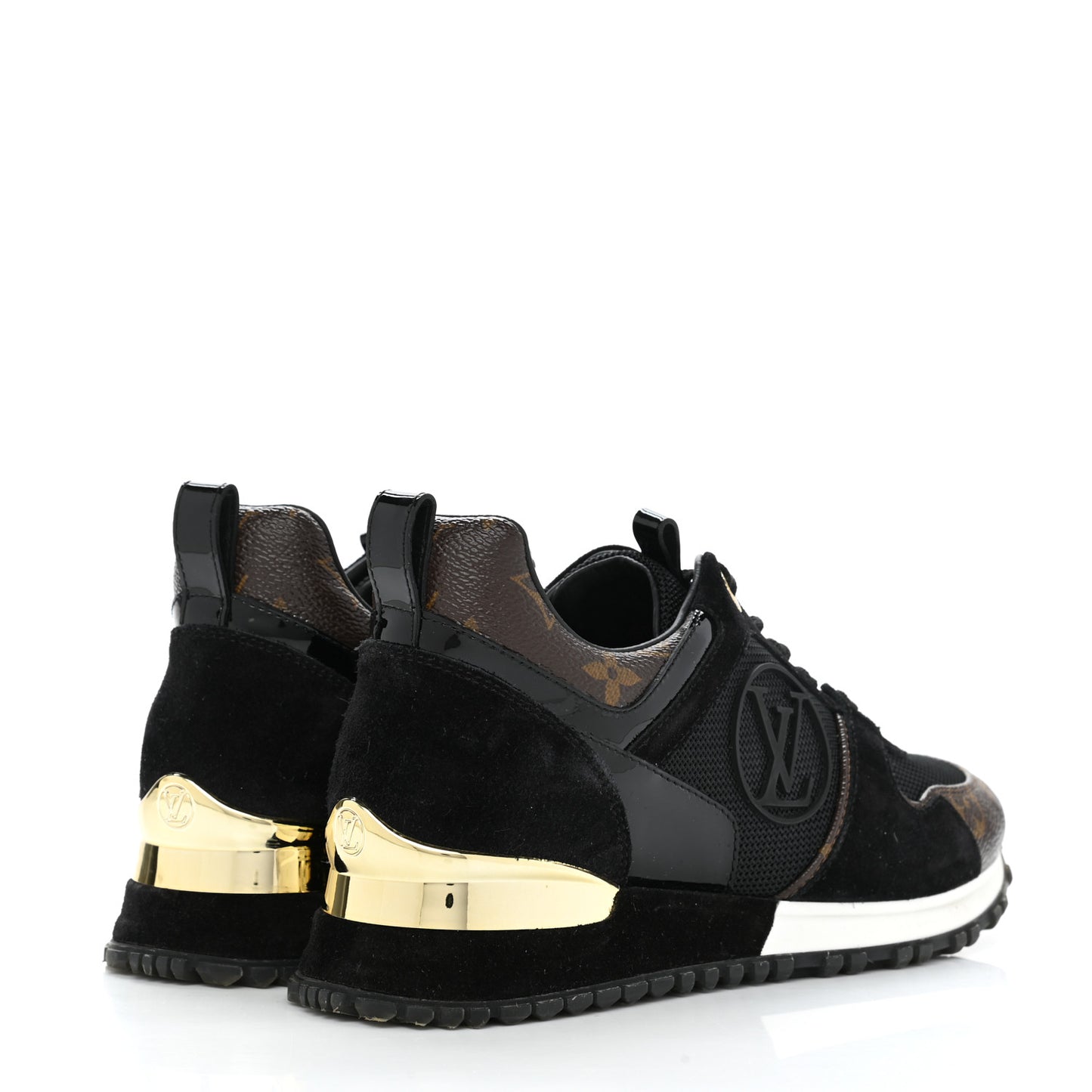 Suede Monogram Run Away Sneakers 35 Black