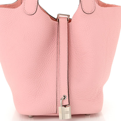Hermes Taurillon Clemence Picotin Lock 18 PM Rose Sakura 8 of 10